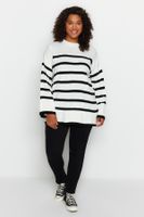 Trendyol Curve Ecru Striped Crew Neck Knitwear Sweater