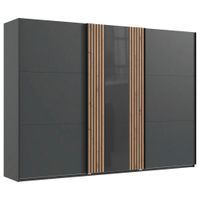 MID.YOU SKŘÍŇ S POSUVNÝMI DVEŘMI, barvy grafitu, šedá, dub artisan, 300/216/65 cm