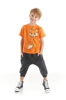 Denokids Orange Fox Boy T-shirt Capri Shorts Set