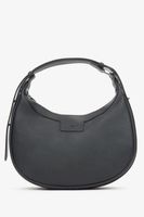 Estro: Czarna torebka damska typu półksiężyc ze skóry naturalnej