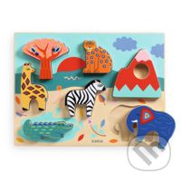 Drevené reliéfne vkladacie puzzle: Príbeh zo savany - puzzle z kategorie Maxi dílky