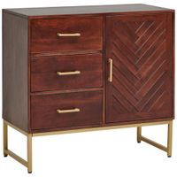 MID.YOU KOMODA, mangové drevo, zlatá, farba vlašského orecha, 85/80/40 cm