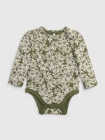 Zelené baby body organic s kvetmi GAP