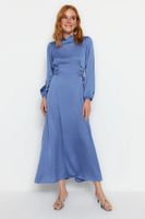 Trendyol Blue Waist brit szatén estélyi ruha