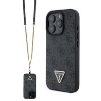 GUESS 4G STRASS SET Zaščitna prevleka + trak za Apple iPhone 16 Pro črna