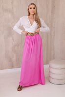 Kesi Włoski Viscose skirt with decorative belt pink