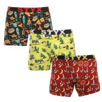 3PACK pánské boxerky Styx long art sportovní guma vícebarevné (3UN13198) XL