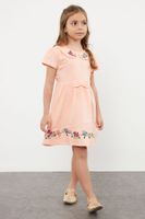 Trendyol Pink Girl's Baby Collar Floral Patterned Knitted Dress