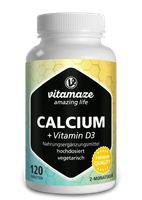 Calcium + Vitamin D3 hochdosiert, 600 mg Kalzium Carbonat + 400 IE Cholecalciferol pro Tagesdosis, 120 Tabletten, Made in DE | Vitamaze by Sensilab