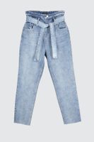 Trendyol Kék Öv Super High Waist Mom Jeans