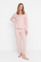 Trendyol Powder 100% Cotton Printed Knitted Pajama Set