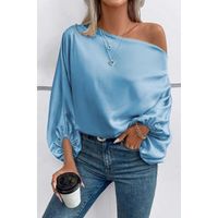 Elegante Bluse Mit Asymmetrischem Ausschnitt, Hellblau