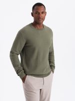 Ombre Men's RELAXED FIT knit sweater in diamond weave - olive