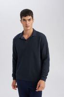 DEFACTO Regular Fit Polo Neck Jacquard Knitwear Sweatshirt