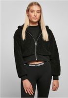 Women's short oversized jacket Sherpa black