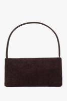 Estro: Ciemnobrązowa torebka damska na ramię z weluru naturalnego