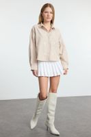 Trendyol Beige Bow Embroidery Detailed Woven Shirt