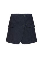 Enya Cotton Denim Wrap Mini Skirt