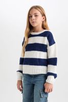 DEFACTO Girl Striped Crew Neck Knitwear Sweater