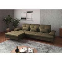 Sit & More ROHOVÁ SEDAČKA, textil, koža, olivovozelená
