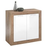 XXXL KOMODA, barvy dubu, vysoce lesklá bílá, 90/87/42 cm