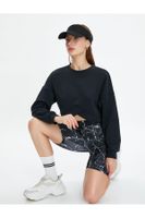 Koton Crop Sports Sweatshirt Asymmetric Cut Modal Fabric Soft Touch Textured