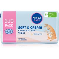 NIVEA BABY Soft & Cream нежни мокри кърпички за бебета 2x57 бр.