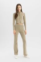 DEFACTO Cool Flare Fit Ribbed Basic Trousers