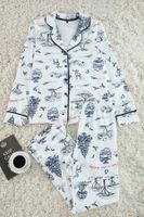 Trendyol Ecru 100% Cotton New Year Themed Piping Detailed Knitted Pajama Set