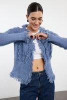 Trendyol Blue Soft Texture Jacket Look Knitwear Cardigan