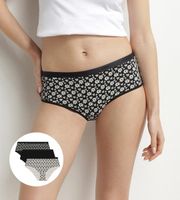 DIM LES POCKETS COTTON BOXER 3x - Women's Cotton Panties 3 pcs - Black - White