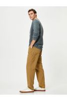 Koton Boyfriend Trousers Washed Buttoned with Pocket Detail