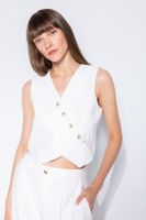 DEFACTO Regular Fit V Neck White Blazer Vest