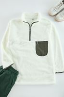 Trendyol Ecru Zipper Collar Pocket Detail Plush Oversize Sweatshirt