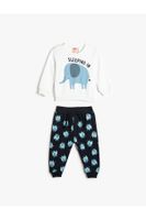 Koton Pajama Set Elephant Printed Long Sleeve Crew Neck Cotton