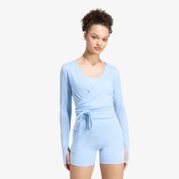 T-shirt adidas 3 Stripes Studio Soft Ballet Wrap Top Glow Blue/ Earth Strata M