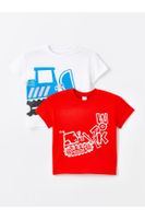 LC Waikiki Crew Neck Short Sleeve Printed Baby Boy T-Shirt, Pack of 2