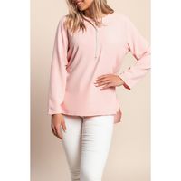 Bluse Mit Reißverschluss, Hellrosa