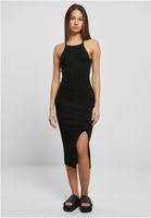 Women's dress with midi ribbed knit crossed on the back black