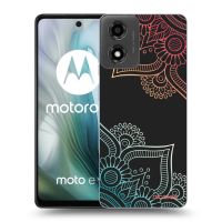 Silikónový čierny obal pre Motorola Moto E14 - Kvetinový vzor