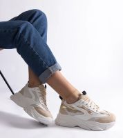 Gemre Beżowo-złote damskie sneakersy Milenka