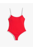 Koton Thin Straps Swimsuit with Piping Detailed Coated