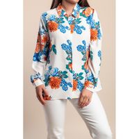 Plus Size Bluza S Cvjetnim Printom, Bijela