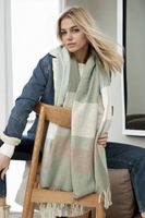 38507 Dewberry Soft Textured Striped Women Shawl Scarf-MINT