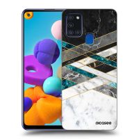 Silikónový čierny obal pre Samsung Galaxy A21s - Black & White geometry