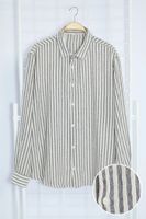 Trendyol Limited Edition Navy Blue Regular Fit Striped Textured Plus Size Shirt