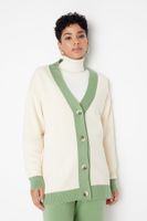 Trendyol Khaki Stripe Detailed Cardigan-Pants Knitwear Set