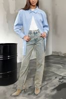 Trendyol Blue More Sustainable Faded Effect Vintage Regular Waist Straight Jeans