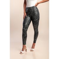 Plus Size Leggings Mit Print, Schwarz