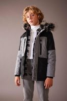 DEFACTO Boy's Water Repellent Hooded Detachable Faux Für Fleece Lined Puffer Coat